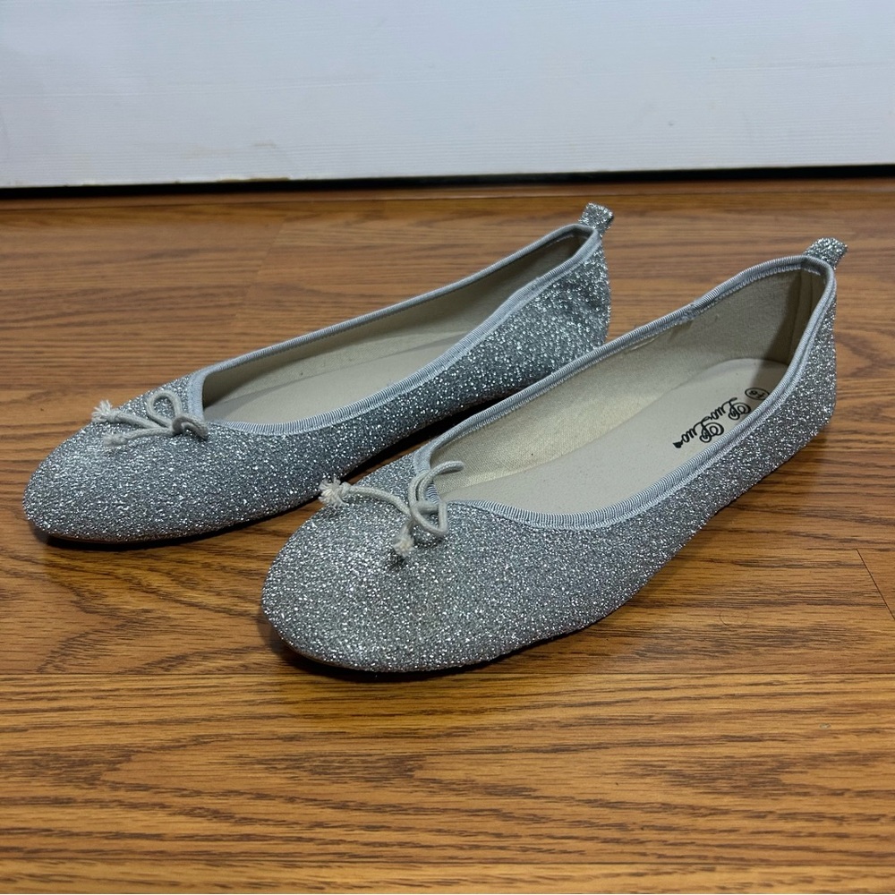 Shimmering Silver Ballet Flats